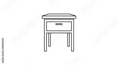 Minimalist Nightstand Icon, Simple Bedside Table Line Art, Modern Furniture Design