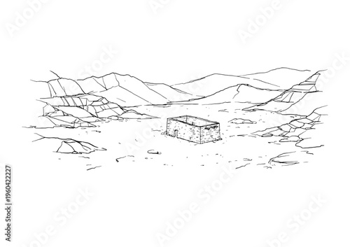 Historic Makkah Valley Desert Landscape Illustration