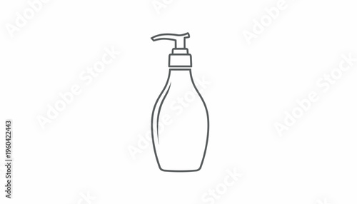 Minimalist line art of a lotion dispenser, elegant and clean design for beauty and hygiene products
