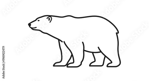Minimalist Line Art of a Polar Bear Standing Profile View