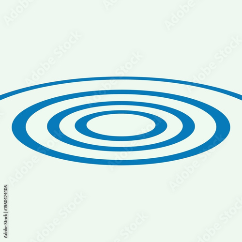 Dynamic blue concentric oval pattern expanding outwards, representing interconnectedness, signal flow, or a central point of focus graphic symbol illustration