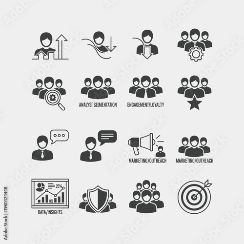 Comprehensive Collection of Business and Marketing Glyph Icons for Strategy, Analytics, Teamwork, and Customer Engagement Success