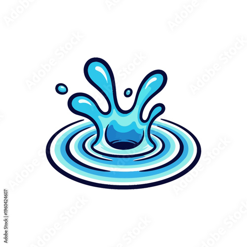 A dynamic blue water splash, creating ripples and droplets, representing the purity and refreshment of water in a vibrant, illustrative style