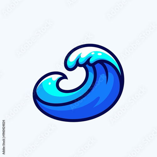A dynamic and stylized blue wave cresting with white foam, representing the powerful and fluid motion of water, perfect for marine or aquatic themes