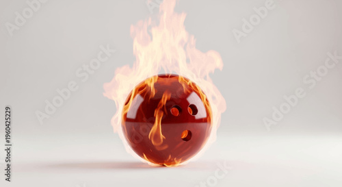 Bowling Ball on Fire: Intense Sport Concept, Dynamic Motion, Red Ball