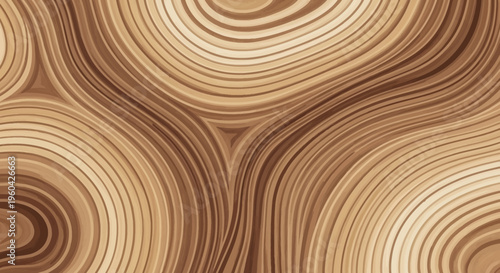Abstract Wood Grain Texture: Swirling Brown and Beige Lines, Natural Organic Pattern