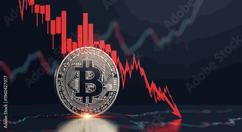 Bitcoin price crash: Cryptocurrency market downturn, financial crisis, and falling charts