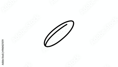 Minimalist Line Art Ellipse with Internal Line, Simple Abstract Oval Shape