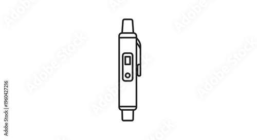 Minimalist Line Art Icon of a Ballpoint Pen, Simple Drawing of a Writing Tool