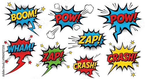 Comic Book Sound Effects - BOOM, POW, WHAM, ZAP, CRASH! - Retro Style