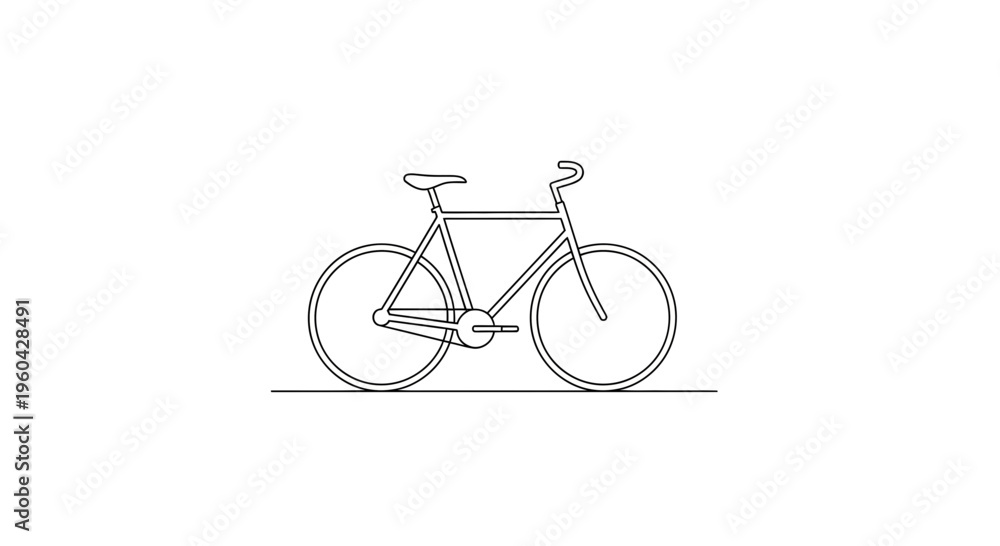 Obraz premium Minimalist Line Art Bicycle Illustration on White Background