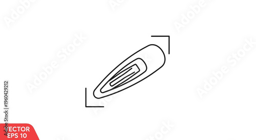 Minimalist Hair Clip Icon Outline, Simple Elegant Barrette Line Art