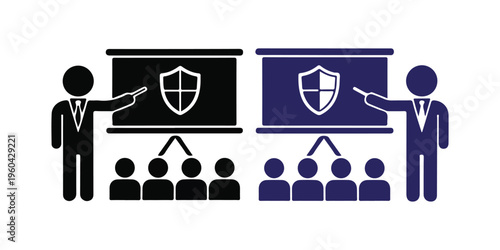 Business security presentation and training seminar flat vector illustration