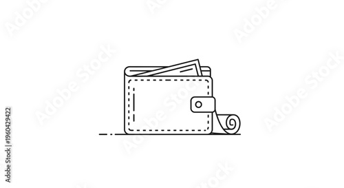 Minimalist Icon of Open Wallet with Money and Rolled Paper