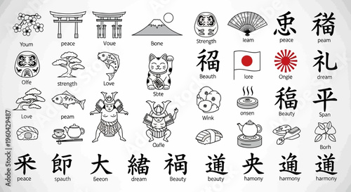 Japanese Culture Icons: Kanji, Symbols, and Traditional Objects