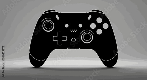 Black Video Game Controller Silhouette on Gray Gradient Background