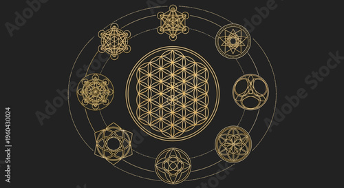 Sacred Geometry Flower of Life and Metatron's Cube Cosmic Symbols
