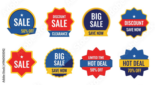 Collection of Sale and Discount Badges, Labels, and Stickers for Marketing