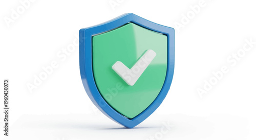 Green Shield with Check Mark Icon: Security, Protection, Success, Approval, Guarantee