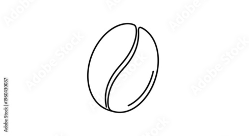 Minimalist Coffee Bean Icon, Single Line Drawing, Vector Art, Isolated on White Background