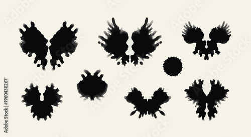 Ink Blot Test Rorschach Psychology Abstract Shapes on Cream Background