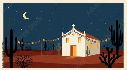 
Illustration of a landscape from the backlands of northeastern Brazil.