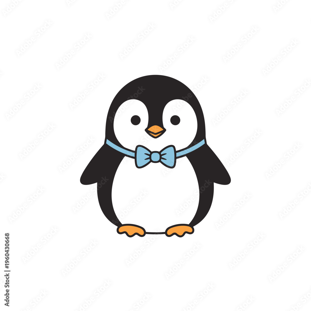 Fototapeta premium Cute Cartoon Penguin Wearing Bowtie.