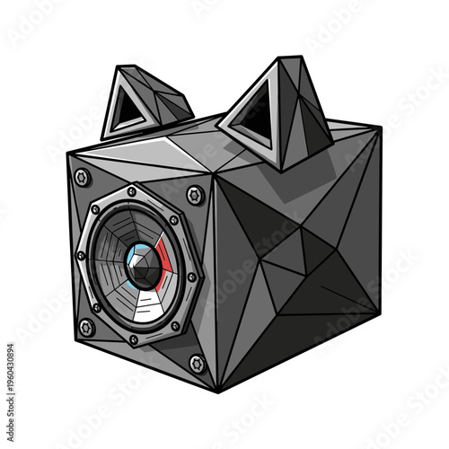 Geometric speaker with triangle design.