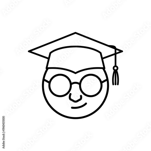 Graduate wearing glasses and hat smiling.