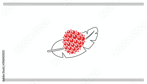 Red Raspberry on a Stylized Leaf Icon