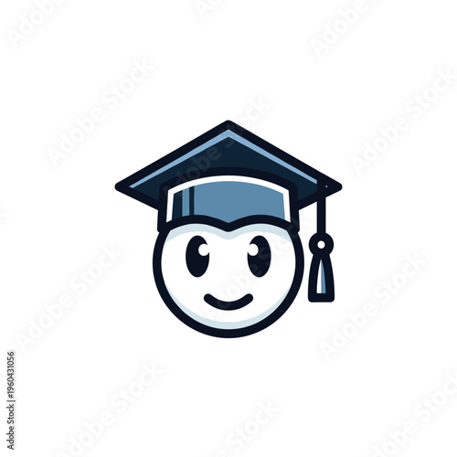 Graduation Cap Smiling Face Icon.