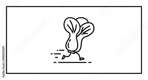 Running Bok Choy Vegetable with Speed Lines Icon