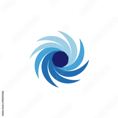 Abstract swirl vortex of blue and light blue colors representing energy or a natural phenomenon such as a hurricane or a galaxy