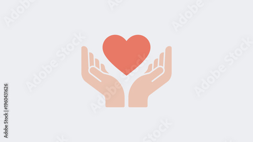 A pair of hands cradling a red heart symbolizing love and care