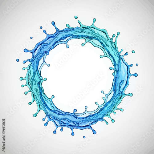 Foto Dynamic Circular Water Splash Vibrant Blue and Turquoise Droplets Forming a Refr