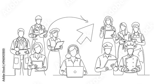 Diverse Professionals Transitioning Careers with Online Learning and Skill Development