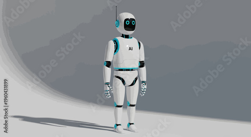 Futuristic AI Robot Standing in Studio - Technology and Innovation Concept