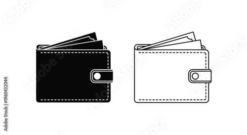 Two wallet icons one black and one white with cash inside