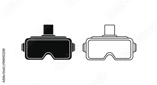 Black and white illustration of virtual reality goggles side by side