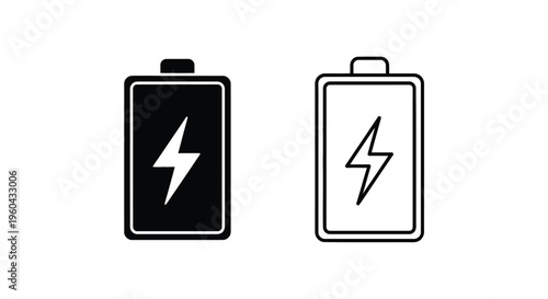 Two battery icons one full one depleted displaying charge levels