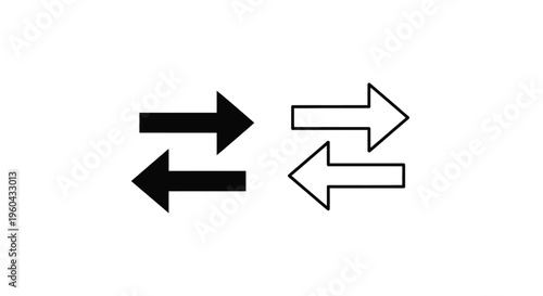 Two pairs of opposing arrows one black one white illustrating direction