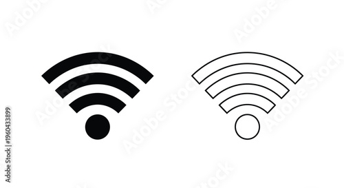 Two wifi symbols one filled and one outlined representing wireless connectivity