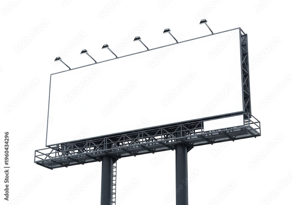 Obraz premium Large blank rectangular outdoor advertising billboard structure with metal frame and illumination