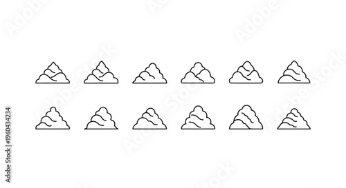 Line drawing of several piles of animal excrement in a grid pattern