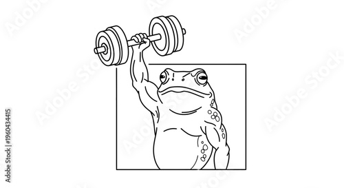 Muscular Frog Lifting Weights, Fitness Frog, Gym Workout, Strength Training, Amphibian Athlete