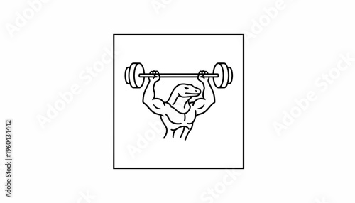 Muscular Lizard Bodybuilder Lifting Barbell, Gym Workout, Strength Training, Fitness Motivation