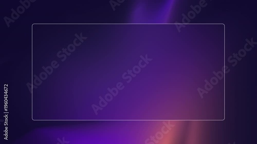 Abstract Dark Purple Gradient Background with Glowing Neon Frame Placeholder. Seamless looping motion graphic featuring a modern, abstract dark purple and pink gradient background with a smooth glow.