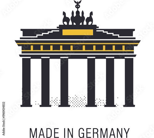 Brandenburg Gate Icon Minimalist Design Symbolizing Made In Germany Quality Assurance For Business Branding Projects