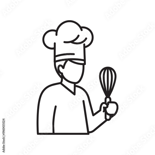 A chef holding a whisk