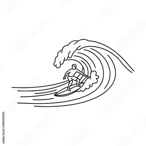 A surfer rides a wave on a surfboard